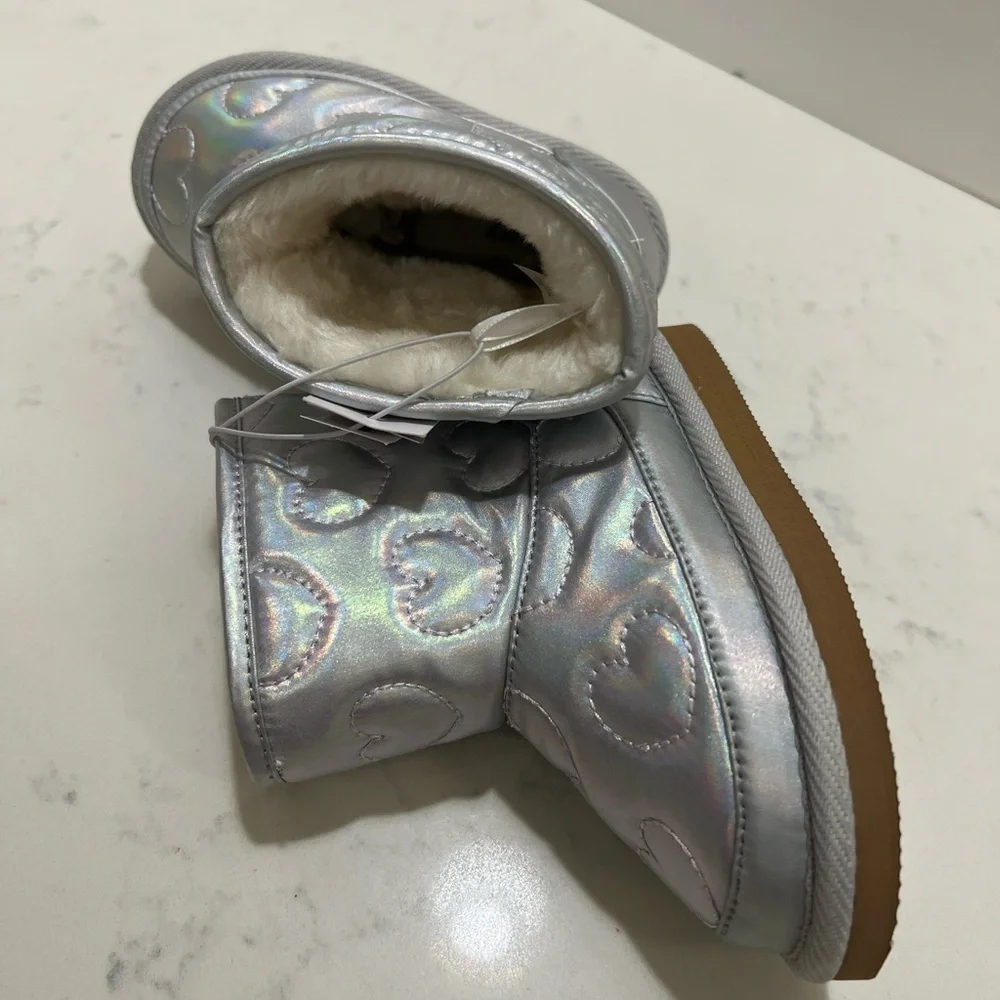 Old Navy Silver Iridescent Heart Boots